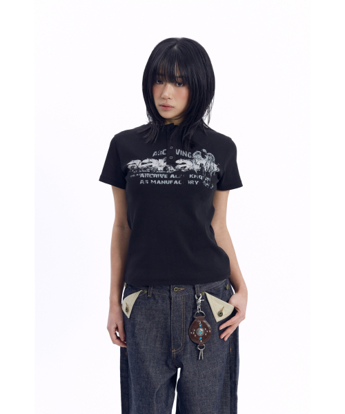 AAKAM(アーカム)の「Crack Henry Neck Half Top (Black)(Tシャツ/カットソー・レディース・その他・1/2)」の6枚目の写真