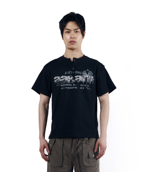 AAKAM(アーカム)の「Crack Henry Neck Half Top (Black)(Tシャツ/カットソー・レディース・その他・1/2)」の9枚目の写真