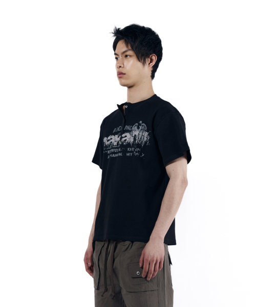 AAKAM(アーカム)の「Crack Henry Neck Half Top (Black)(Tシャツ/カットソー・レディース・その他・1/2)」の10枚目の写真