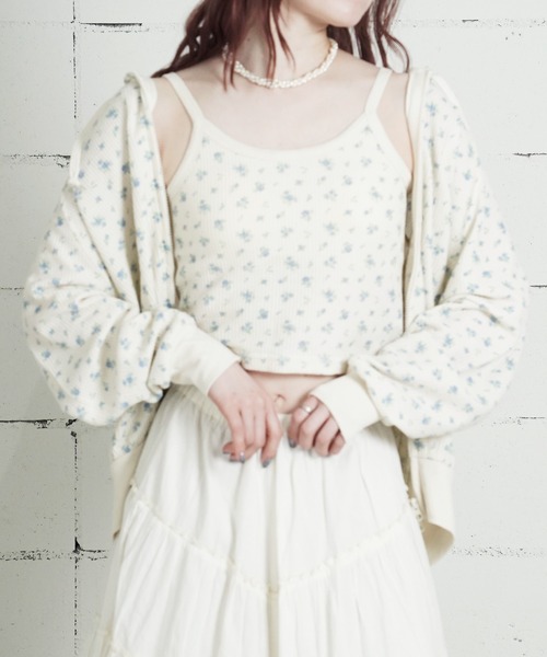JEMORGAN(ジェーイーモーガン)の「"04"≪JEMORGAN≫パックT ワッフル 花柄 クロップド カップ付き キャミソール(キャミソール・レディース・ブルー系1/ピンク系1/ピンク系2/パープル系1・FREE)」の6枚目の写真