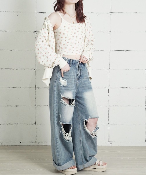 JEMORGAN(ジェーイーモーガン)の「"04"≪JEMORGAN≫パックT ワッフル 花柄 クロップド カップ付き キャミソール(キャミソール・レディース・ブルー系1/ピンク系1/ピンク系2/パープル系1・FREE)」の9枚目の写真