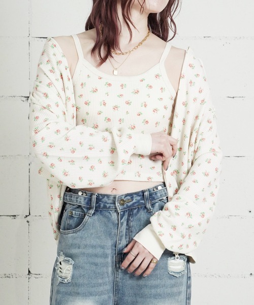 JEMORGAN(ジェーイーモーガン)の「"04"≪JEMORGAN≫パックT ワッフル 花柄 クロップド カップ付き キャミソール(キャミソール・レディース・ブルー系1/ピンク系1/ピンク系2/パープル系1・FREE)」の10枚目の写真