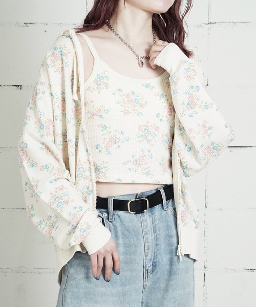 JEMORGAN(ジェーイーモーガン)の「"04"≪JEMORGAN≫パックT ワッフル 花柄 クロップド カップ付き キャミソール(キャミソール・レディース・ブルー系1/ピンク系1/ピンク系2/パープル系1・FREE)」の12枚目の写真