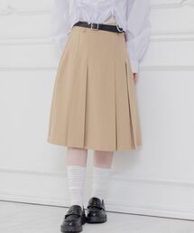 ベルト付きプリーツミディSK