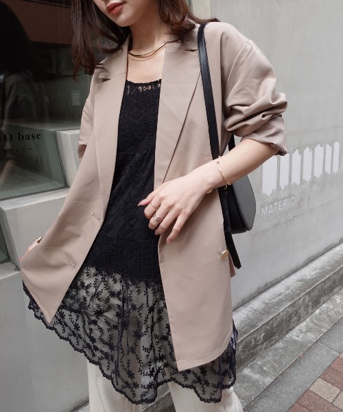 CORNERS(コーナーズ)の「レースキャミチュニック(キャミソール・レディース・アイボリー/ブラック・M)」の2枚目の写真