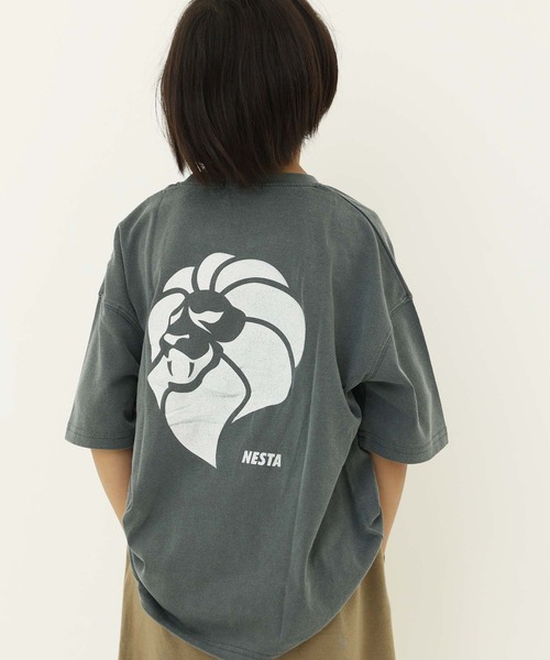 NESTA（ネスタ）の「【NESTA BRAND/ネスタブランド】ピグメント加工 オーバーサイズ Tシャツ（Tシャツ/カットソー・キッズ・ダークグリーン/ネイビー/チャコール/パープル/グレー系その他/ブラック・110/120/130/140/150/160）」の4枚目の写真
