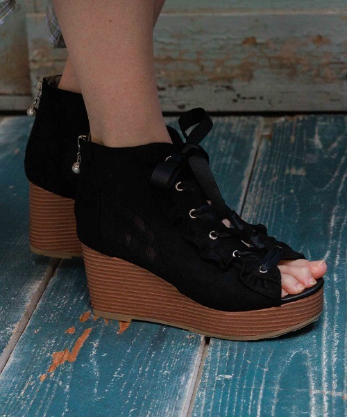 axes femme(アクシーズファム)の「レースアップブーサン(サンダル・レディース・ブラック/サックスブルー/ベージュ/ブルー・LARGE/MEDIUM)」の1枚目の写真