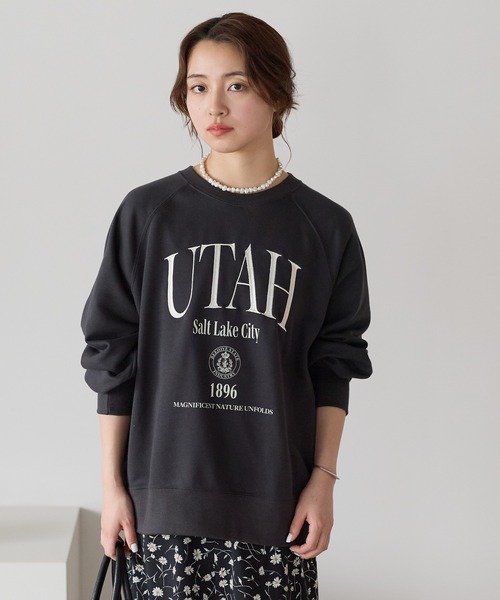 HEART MARKET(ハートマーケット)の「カレッジラグラン裏毛プルオーバー(Tシャツ/カットソー・レディース・チャコール/ブルー/グレー・FREE)」の3枚目の写真
