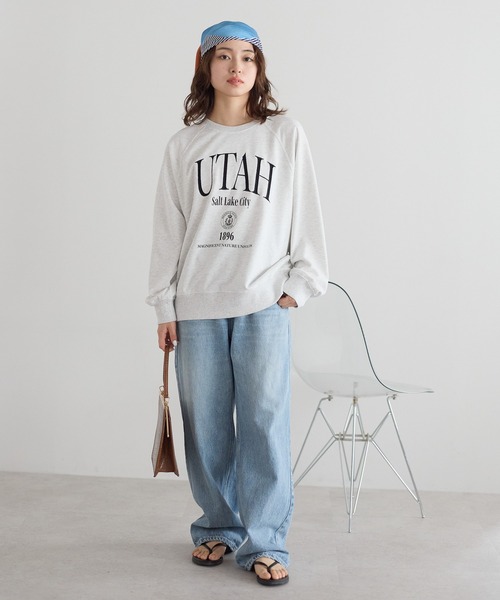 HEART MARKET(ハートマーケット)の「カレッジラグラン裏毛プルオーバー(Tシャツ/カットソー・レディース・チャコール/ブルー/グレー・FREE)」の9枚目の写真