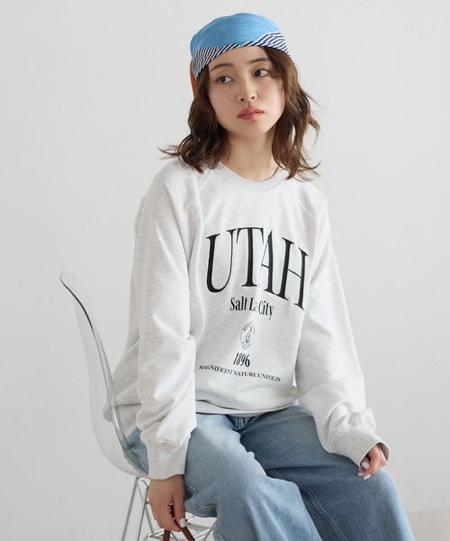 HEART MARKET(ハートマーケット)の「カレッジラグラン裏毛プルオーバー(Tシャツ/カットソー・レディース・チャコール/ブルー/グレー・FREE)」の17枚目の写真