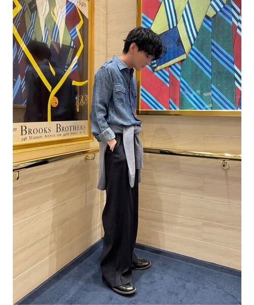BROOKS BROTHERS（ブルックスブラザーズ）の「リネンツイル　ダブルポケット　シャツジャケット（シャツ/ブラウス・メンズ・インディゴブルー・LARGE/MEDIUM/SMALL/X-LARGE）」の6枚目の写真