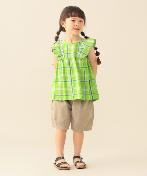 BEAMS mini(ビームスミニ)の「チェック フレア ブラウス 2026SS(90~140cm)(シャツ/ブラウス・キッズ・パープル系その他4/ケリーグリーン・100/90/130/110/120/140)」の6枚目の写真