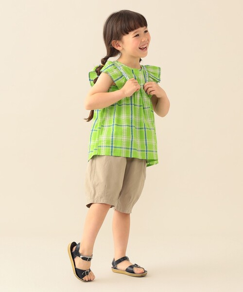 BEAMS mini(ビームスミニ)の「チェック フレア ブラウス 2026SS(90~140cm)(シャツ/ブラウス・キッズ・パープル系その他4/ケリーグリーン・100/90/130/110/120/140)」の7枚目の写真