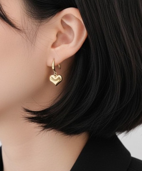 yu-ka(ユーカ)の「YU-KA:メタルハートフックピアス Metal Heart Hook Earrings(ピアス(両耳用)・レディース・ゴールド・FREE)」の1枚目の写真