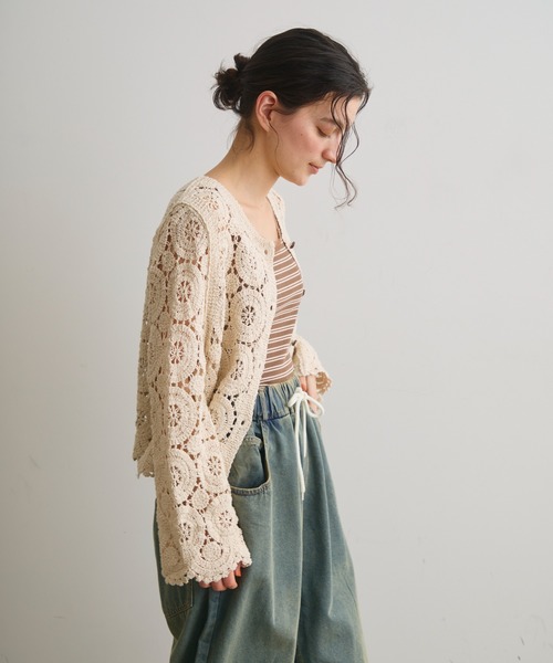 Crisp（クリスプ）の「クロシェレースカーディガン（カーディガン/ボレロ・レディース・アイボリー・FREE）」の5枚目の写真