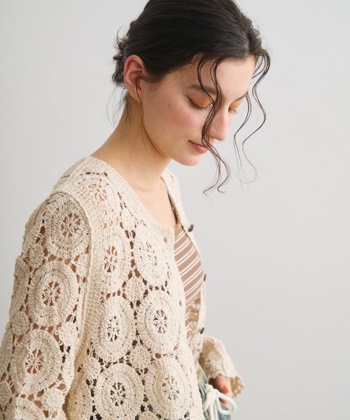 Crisp（クリスプ）の「クロシェレースカーディガン（カーディガン/ボレロ・レディース・アイボリー・FREE）」の8枚目の写真
