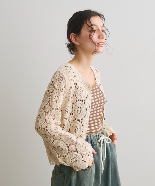 Crisp（クリスプ）の「クロシェレースカーディガン（カーディガン/ボレロ・レディース・アイボリー・FREE）」の4枚目の写真