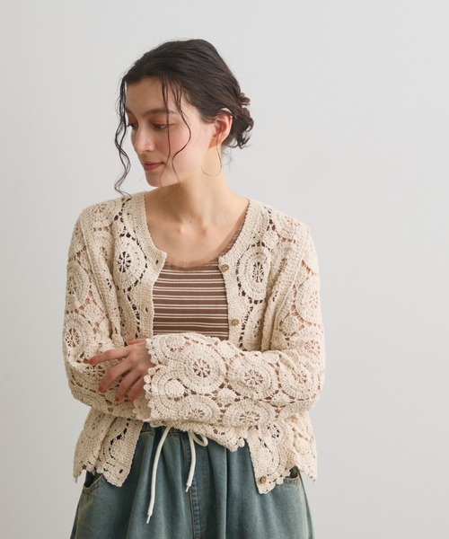Crisp（クリスプ）の「クロシェレースカーディガン（カーディガン/ボレロ・レディース・アイボリー・FREE）」の3枚目の写真