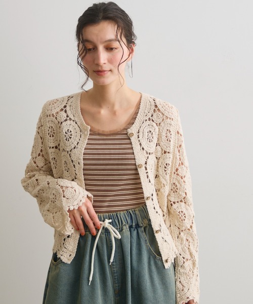 Crisp（クリスプ）の「クロシェレースカーディガン（カーディガン/ボレロ・レディース・アイボリー・FREE）」の6枚目の写真