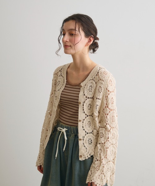 Crisp（クリスプ）の「クロシェレースカーディガン（カーディガン/ボレロ・レディース・アイボリー・FREE）」の2枚目の写真