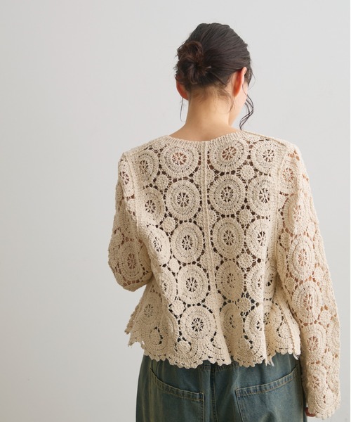 Crisp（クリスプ）の「クロシェレースカーディガン（カーディガン/ボレロ・レディース・アイボリー・FREE）」の7枚目の写真