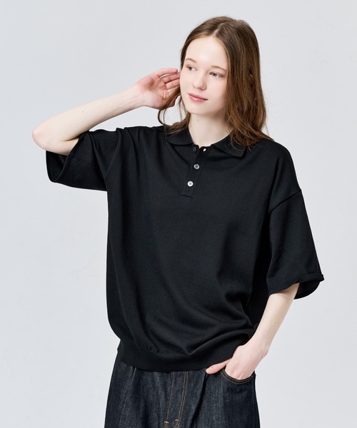 WETTEMPT(ウィテンプト)の「HIGH GAUGE S/S KNIT POLO / ハイゲージS/Sニットポロ(ポロシャツ・メンズ・レッド/ブラック/ブルー/グレー・LARGE/MEDIUM/SMALL)」の2枚目の写真