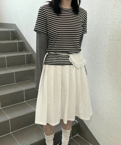 Lis ardent(リスアルダン)の「2点セット プリーツスカート×ベルトポーチバッグ(スカート・レディース・グレー/ブラック/ホワイト・M)」の8枚目の写真