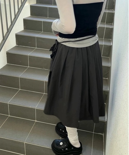 Lis ardent(リスアルダン)の「2点セット プリーツスカート×ベルトポーチバッグ(スカート・レディース・グレー/ブラック/ホワイト・M)」の7枚目の写真