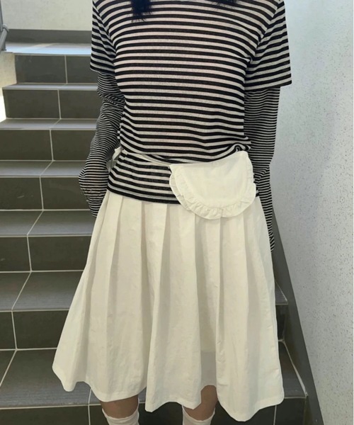 Lis ardent(リスアルダン)の「2点セット プリーツスカート×ベルトポーチバッグ(スカート・レディース・グレー/ブラック/ホワイト・M)」の9枚目の写真