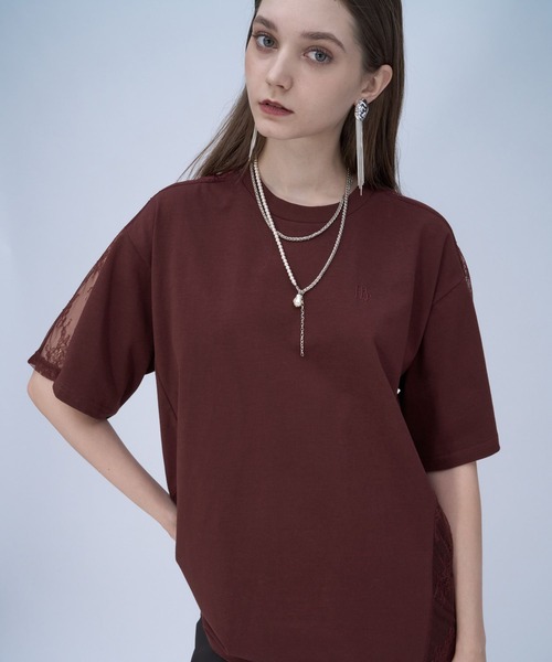 HARE(ハレ)の「レースキリカエBIGTシャツ(HARE)(Tシャツ/カットソー・レディース・ブラック/ホワイト/ボルドー/ネイビー/パープル・FREE)」の5枚目の写真