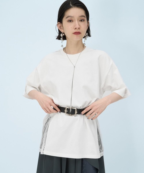 HARE(ハレ)の「レースキリカエBIGTシャツ(HARE)(Tシャツ/カットソー・レディース・ブラック/ホワイト/ボルドー/ネイビー/パープル・FREE)」の8枚目の写真