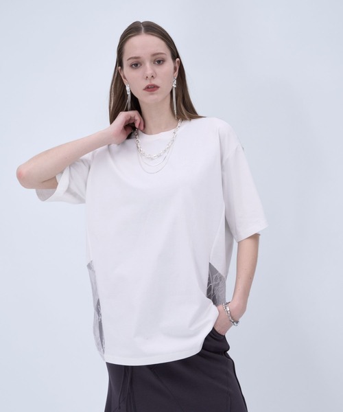 HARE(ハレ)の「レースキリカエBIGTシャツ(HARE)(Tシャツ/カットソー・レディース・ブラック/ホワイト/ボルドー/ネイビー/パープル・FREE)」の11枚目の写真
