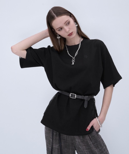 HARE(ハレ)の「レースキリカエBIGTシャツ(HARE)(Tシャツ/カットソー・レディース・ブラック/ホワイト/ボルドー/ネイビー/パープル・FREE)」の16枚目の写真