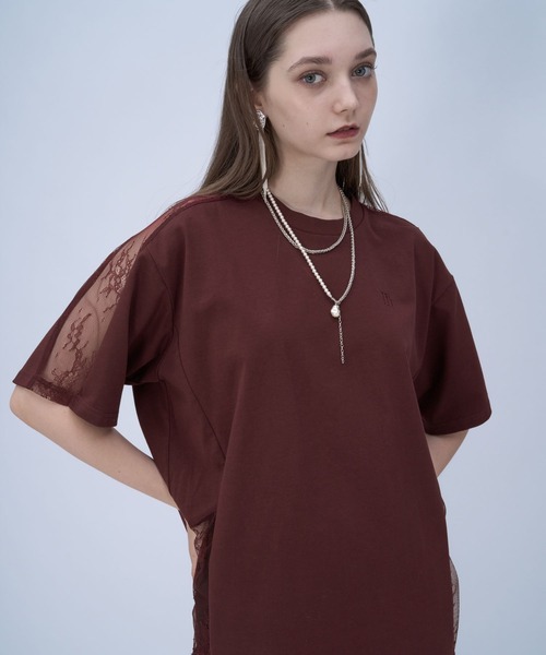 HARE(ハレ)の「レースキリカエBIGTシャツ(HARE)(Tシャツ/カットソー・レディース・ブラック/ホワイト/ボルドー/ネイビー/パープル・FREE)」の17枚目の写真