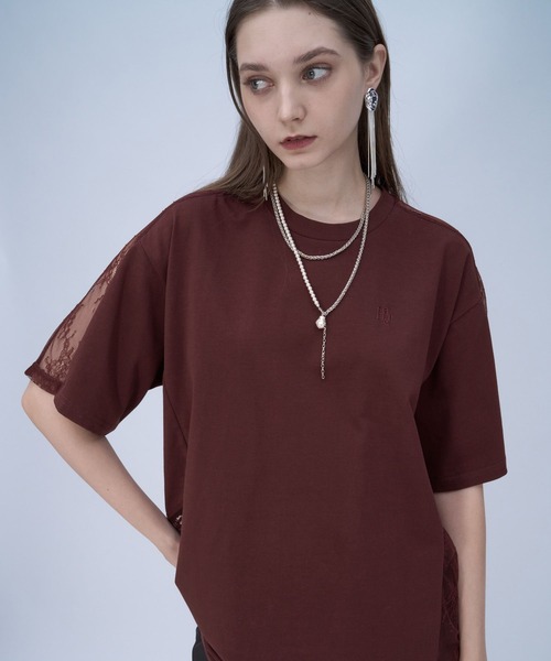 HARE(ハレ)の「レースキリカエBIGTシャツ(HARE)(Tシャツ/カットソー・レディース・ブラック/ホワイト/ボルドー/ネイビー/パープル・FREE)」の19枚目の写真
