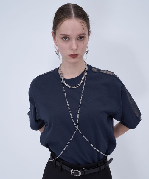 HARE(ハレ)の「レースキリカエBIGTシャツ(HARE)(Tシャツ/カットソー・レディース・ブラック/ホワイト/ボルドー/ネイビー/パープル・FREE)」の20枚目の写真