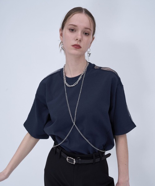 HARE(ハレ)の「レースキリカエBIGTシャツ(HARE)(Tシャツ/カットソー・レディース・ブラック/ホワイト/ボルドー/ネイビー/パープル・FREE)」の21枚目の写真