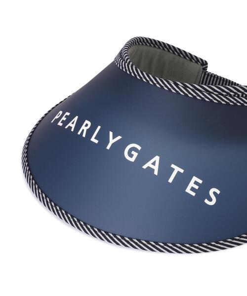 PEARLY GATES(パーリーゲイツ)の「【PEARLY GATES】サッカーストライプ柄BIGブリムVISOR(サンバイザー・レディース・ホワイト系その他/ダークインディゴブルー・FREE)」の9枚目の写真