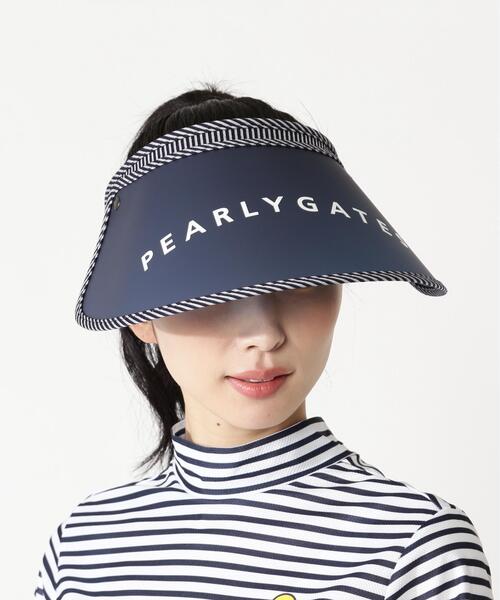 PEARLY GATES(パーリーゲイツ)の「【PEARLY GATES】サッカーストライプ柄BIGブリムVISOR(サンバイザー・レディース・ホワイト系その他/ダークインディゴブルー・FREE)」の17枚目の写真