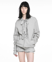 NACHE | RUFFLE HOODIE ZIP-UP LIGHT GRAY(パーカー)