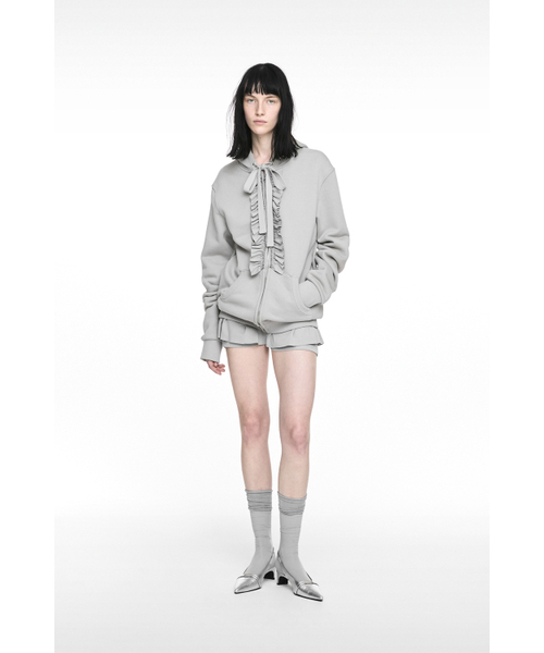 NACHE（ナチェ）の「RUFFLE HOODIE ZIP-UP LIGHT GRAY（パーカー・レディース・その他・0/1）」の2枚目の写真