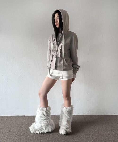 NACHE(ナチェ)の「RUFFLE HOODIE ZIP-UP LIGHT GRAY(パーカー・レディース・その他・0/1)」の3枚目の写真