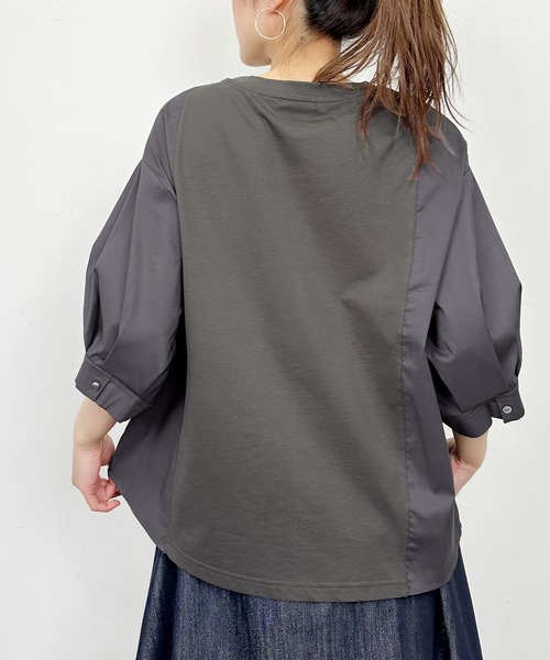 PICCIN(ピッチン)の「布帛切り替えロゴプリントプルオーバー(Tシャツ/カットソー・レディース・オフホワイト/チャコールグレー・M)」の16枚目の写真