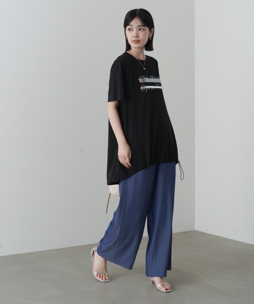 Bou Jeloud(ブージュルード)の「T/Rデニム風セミワイドパンツ(その他パンツ・レディース・インディゴブルー/ブラック・FREE)」の5枚目の写真