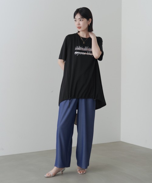 Bou Jeloud(ブージュルード)の「T/Rデニム風セミワイドパンツ(その他パンツ・レディース・インディゴブルー/ブラック・FREE)」の8枚目の写真