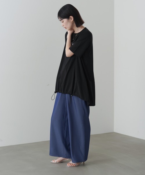Bou Jeloud(ブージュルード)の「T/Rデニム風セミワイドパンツ(その他パンツ・レディース・インディゴブルー/ブラック・FREE)」の11枚目の写真