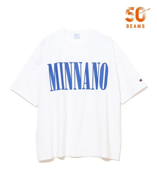 Champion(チャンピオン)の「【別注】Champion by MIN-NANO / ロゴ Tシャツ(Tシャツ/カットソー・メンズ・ベージュ/ネイビー/ホワイト・SMALL/MEDIUM/XX-LARGE/X-LARGE/LARGE/XXX-LARGE)」の1枚目の写真