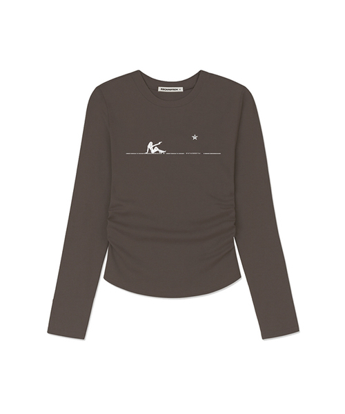 ESCAPEFROM（エスケープフロム）の「ウーマンアンドガンプリントスリムフィットシャーリングロングスリーブ [4カラー]（Tシャツ/カットソー・レディース・ブラウン/ピンク/ブラック/アイボリー・MEDIUM）」の3枚目の写真