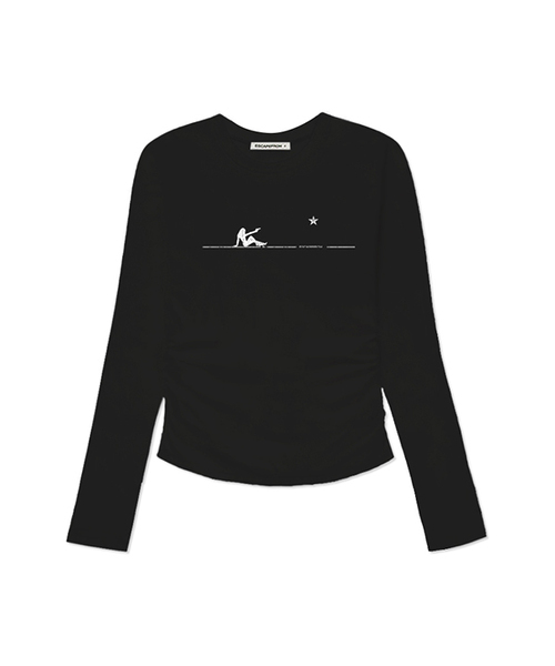 ESCAPEFROM（エスケープフロム）の「ウーマンアンドガンプリントスリムフィットシャーリングロングスリーブ [4カラー]（Tシャツ/カットソー・レディース・ブラウン/ピンク/ブラック/アイボリー・MEDIUM）」の2枚目の写真