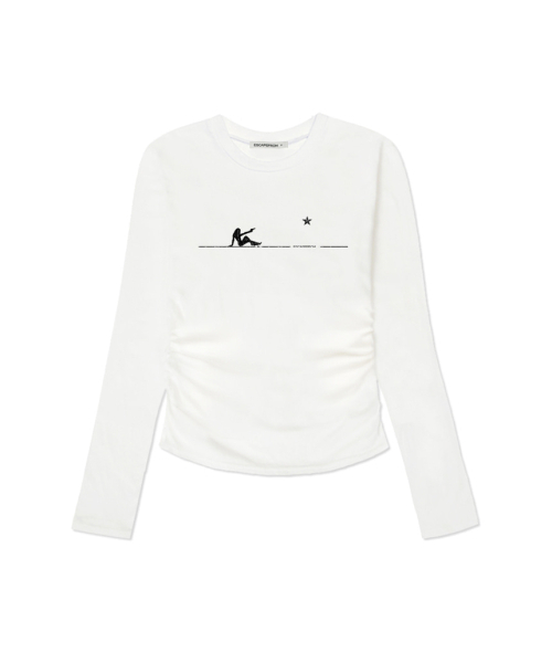 ESCAPEFROM（エスケープフロム）の「ウーマンアンドガンプリントスリムフィットシャーリングロングスリーブ [4カラー]（Tシャツ/カットソー・レディース・ブラウン/ピンク/ブラック/アイボリー・MEDIUM）」の5枚目の写真